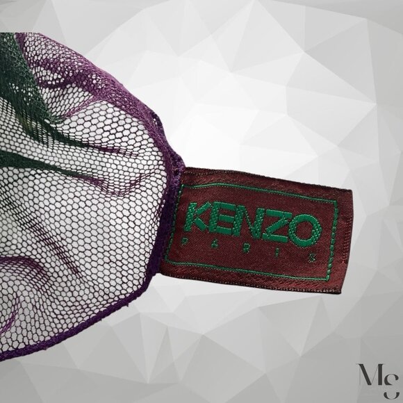 KENZO PARIS Purple Green Floral Cotton Veiled Scarf M.In Japan 44" - 42´´ E.C - Picture 3 of 10